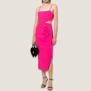 Likely Zeldana Cut-out Dress Midi-Length Barbiecore Style Fuchsia Pink Size 00